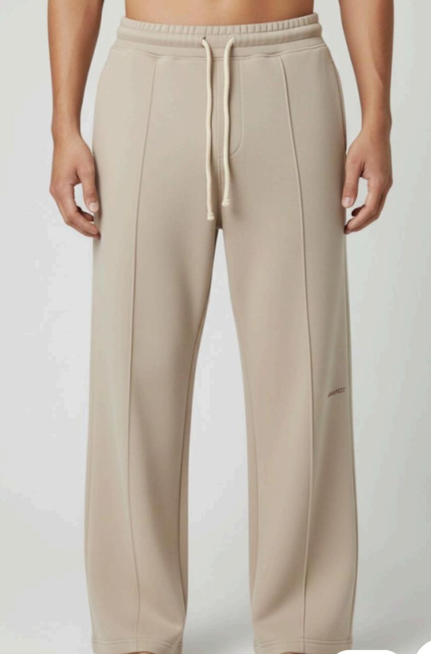 Mens Beige Widelege Sweatpants