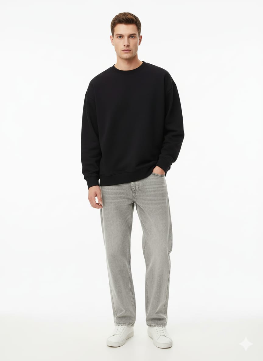 Silver Grey Wideleg Demin Pants
