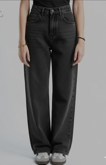 Washed Black wide-leg Denim Pants