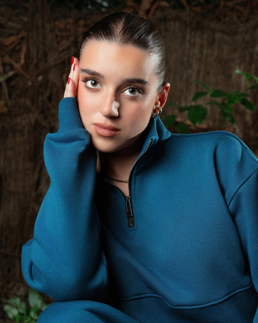 Womens Indigo Half Zip