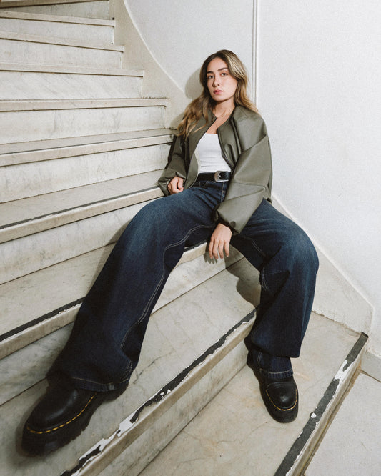 Dark Blue Wash Oversized Denim Pants