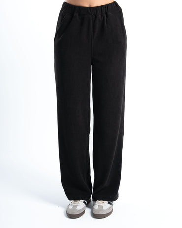 Womens Black Ribbed Jacquard Pants