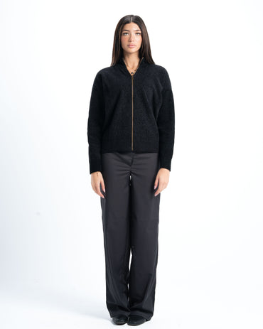 Black Full Zip Knitted Pullover