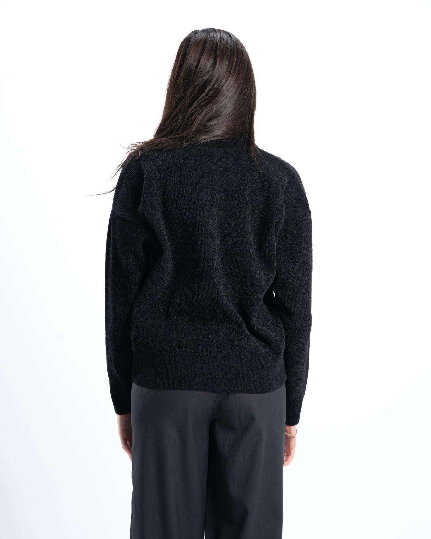 Black Full Zip Knitted Pullover
