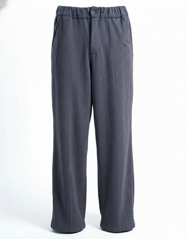 Grey Wide-Leg Pinstripe Pants