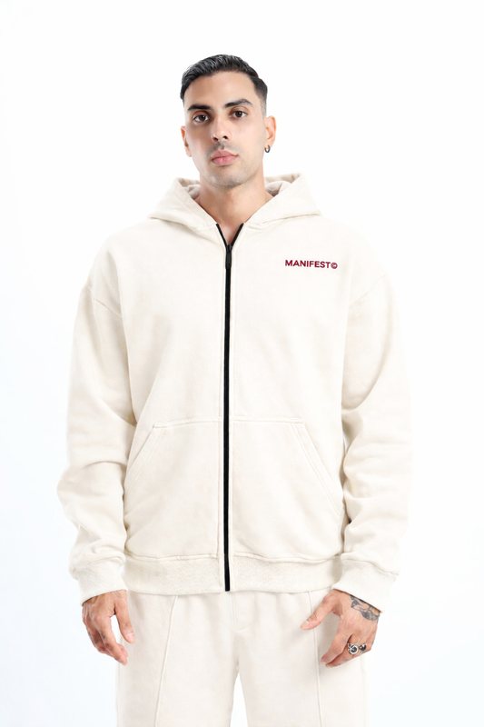 Manifest White Zip Hoodie