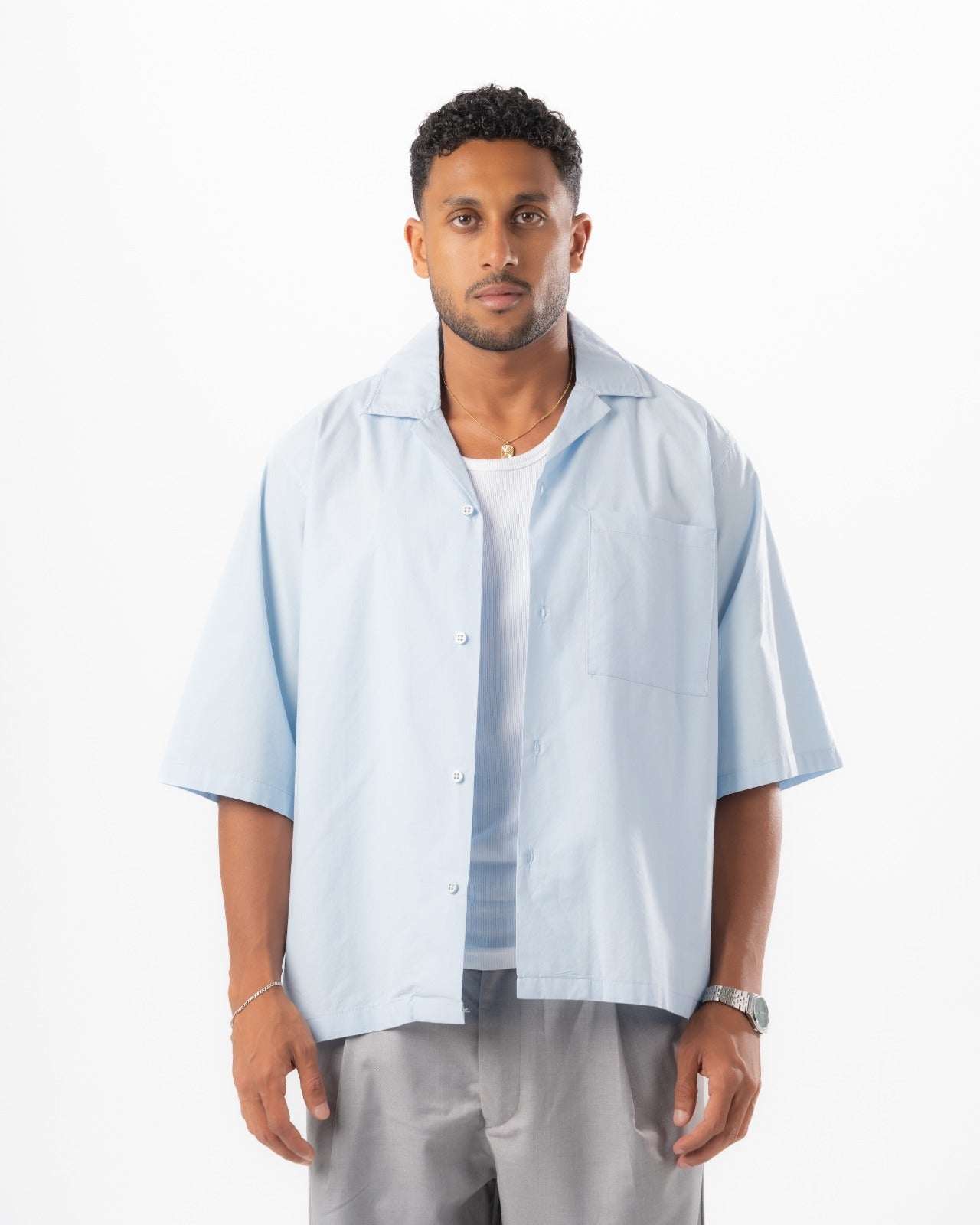 Baby Blue Boxy Summer Shirt