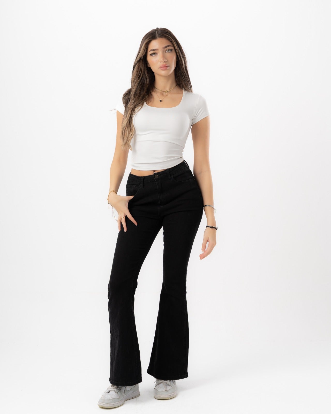 White Half Sleeves Top