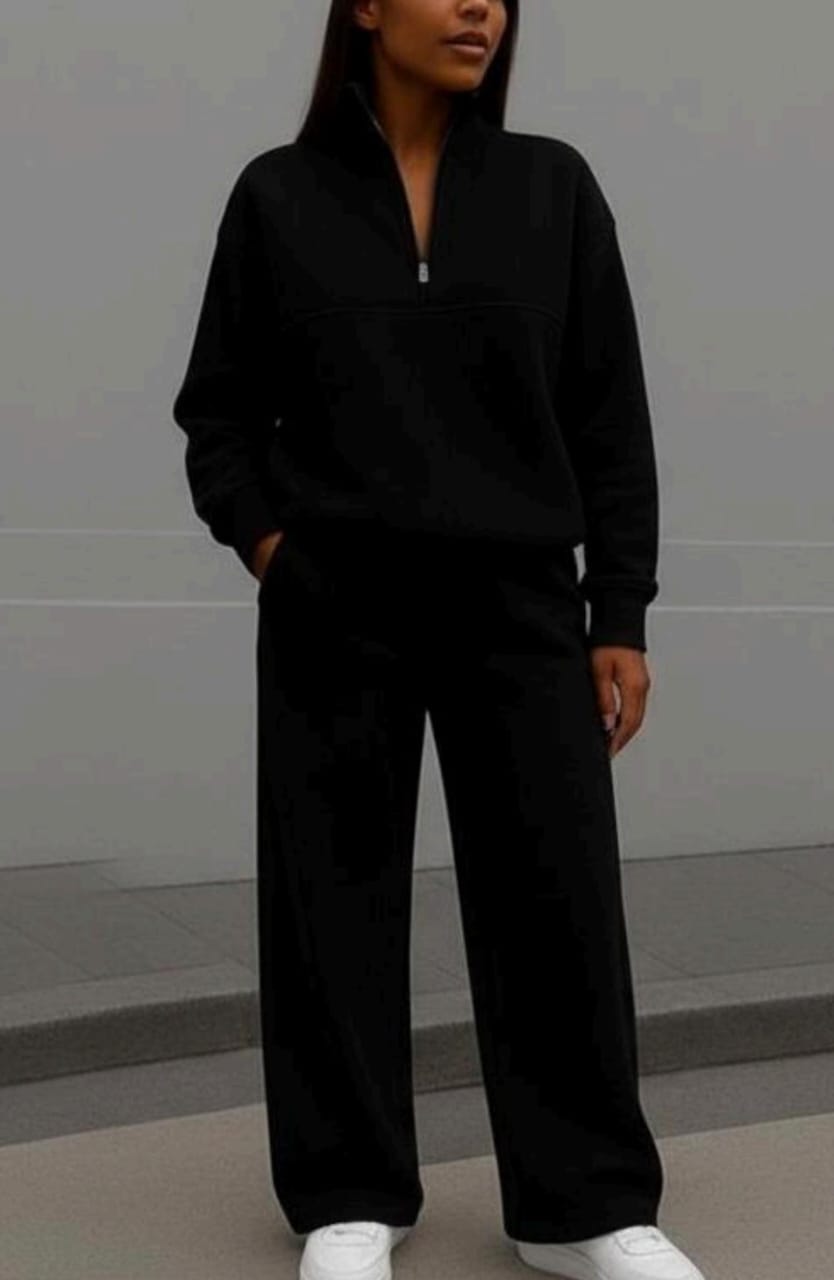 Womens Half Zip Black Hoodie