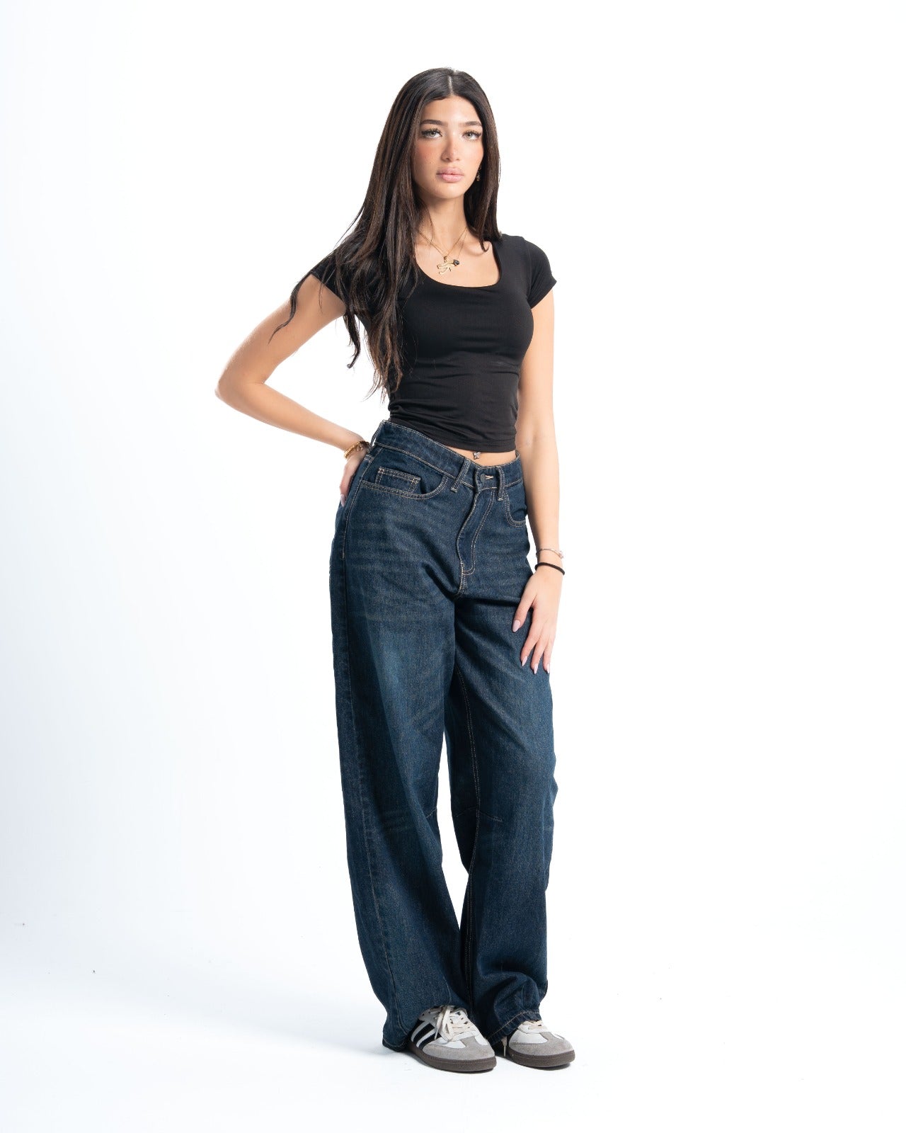 Dark Blue Wash Oversized Denim Pants