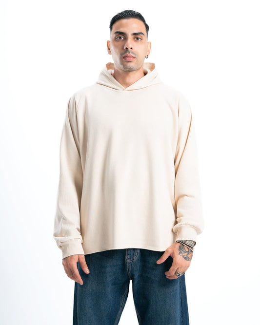 Mens Beige Cropped Hoodie