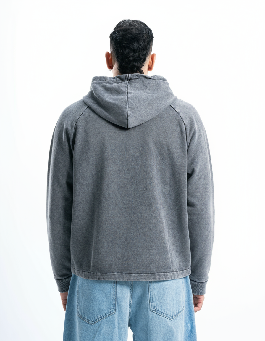 Light Grey Vintage Wash Zip-Up Hoodie