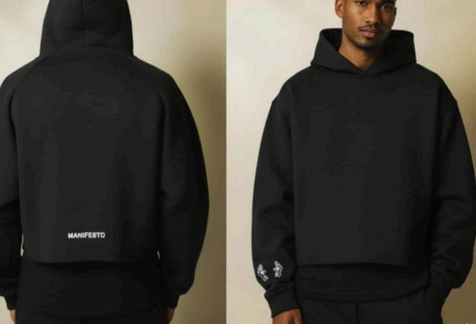 Mens Black  Boxy Hoodie