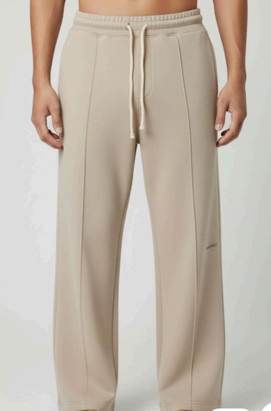 Mens Beige Widelege Sweatpants