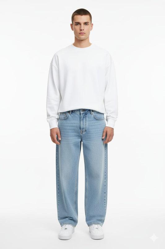 Ice Blue Wideleg Demin Pants
