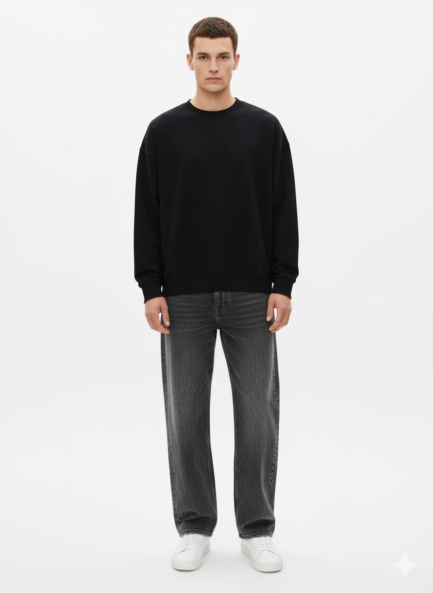 Dark Grey Wideleg Demin Pants