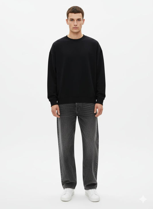 Dark Grey Wideleg Demin Pants