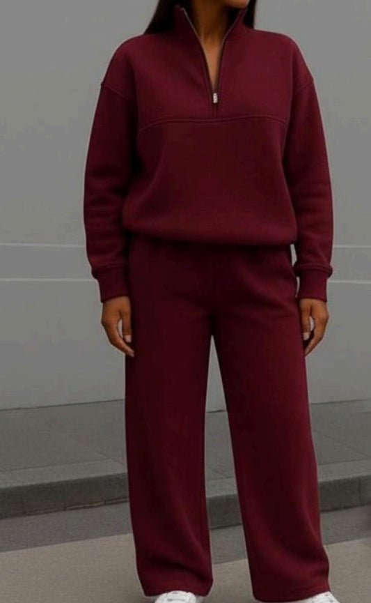 Womens Burgundy wideleg Pants