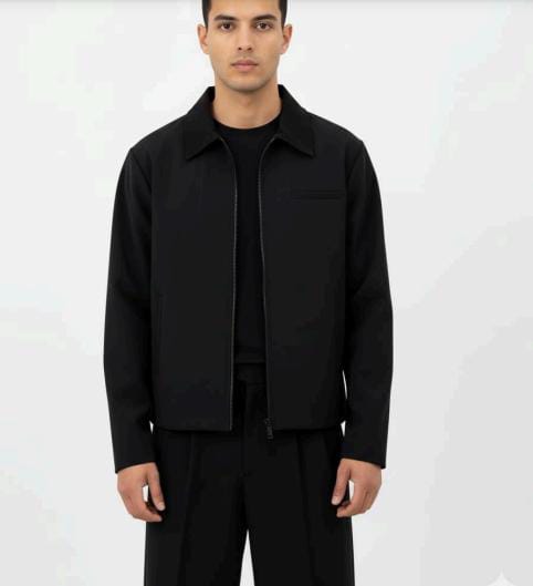 Mens Boxy Havan Leather Jacket With Black Collar