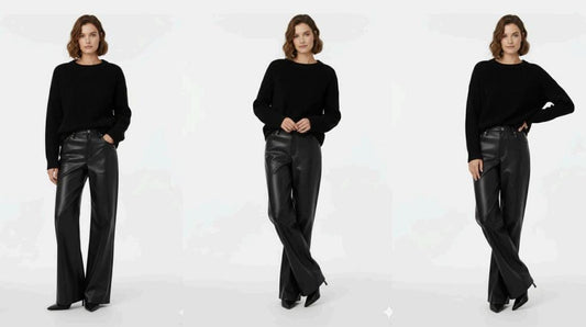 Black Wide-Leg Leather Pants