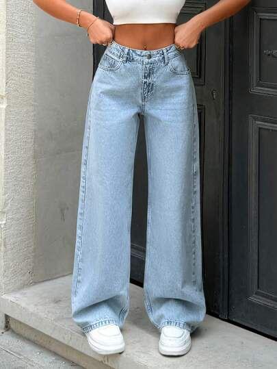 Light wash wideleg Denim Pants