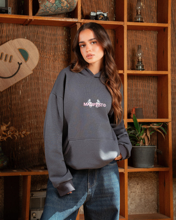 "DND, I'm Manifesting" Grey Hoodie