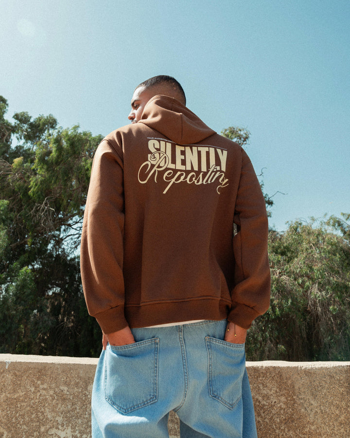 "Silently Reposting" Brown Hoodie