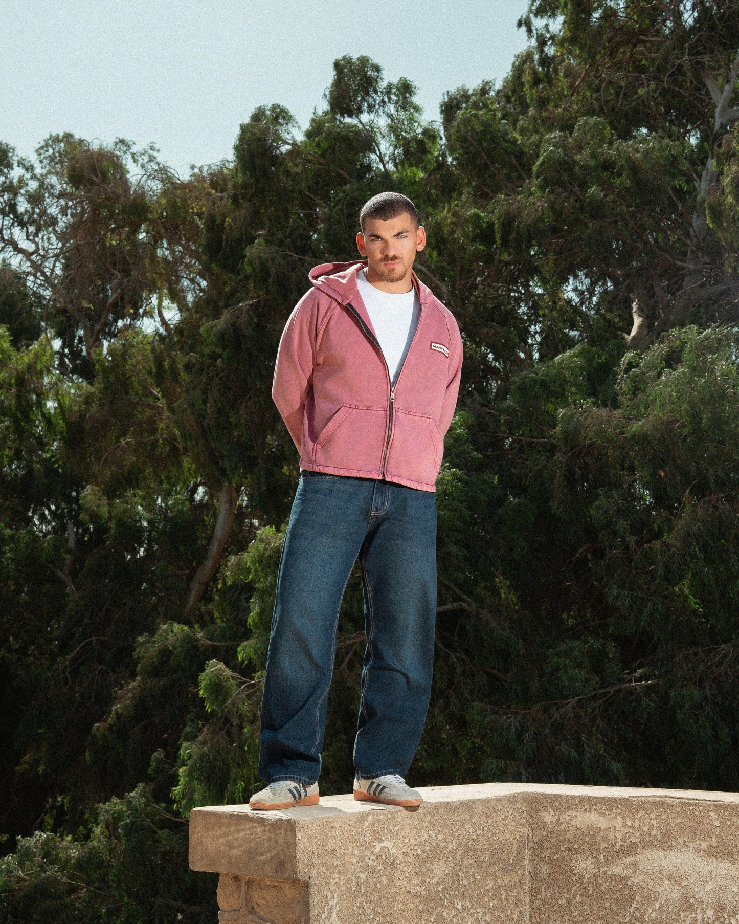 Pink Vintage Wash Zip-Up Hoodie