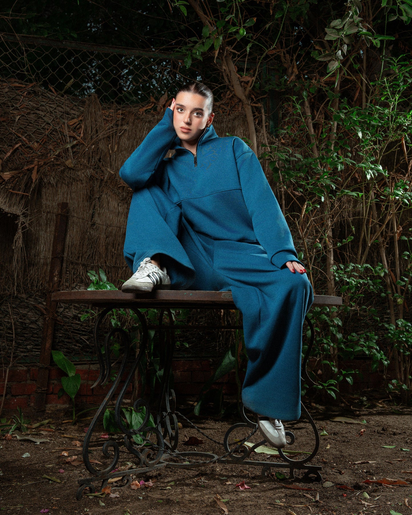 Womens Indigo Wide-Leg Pants