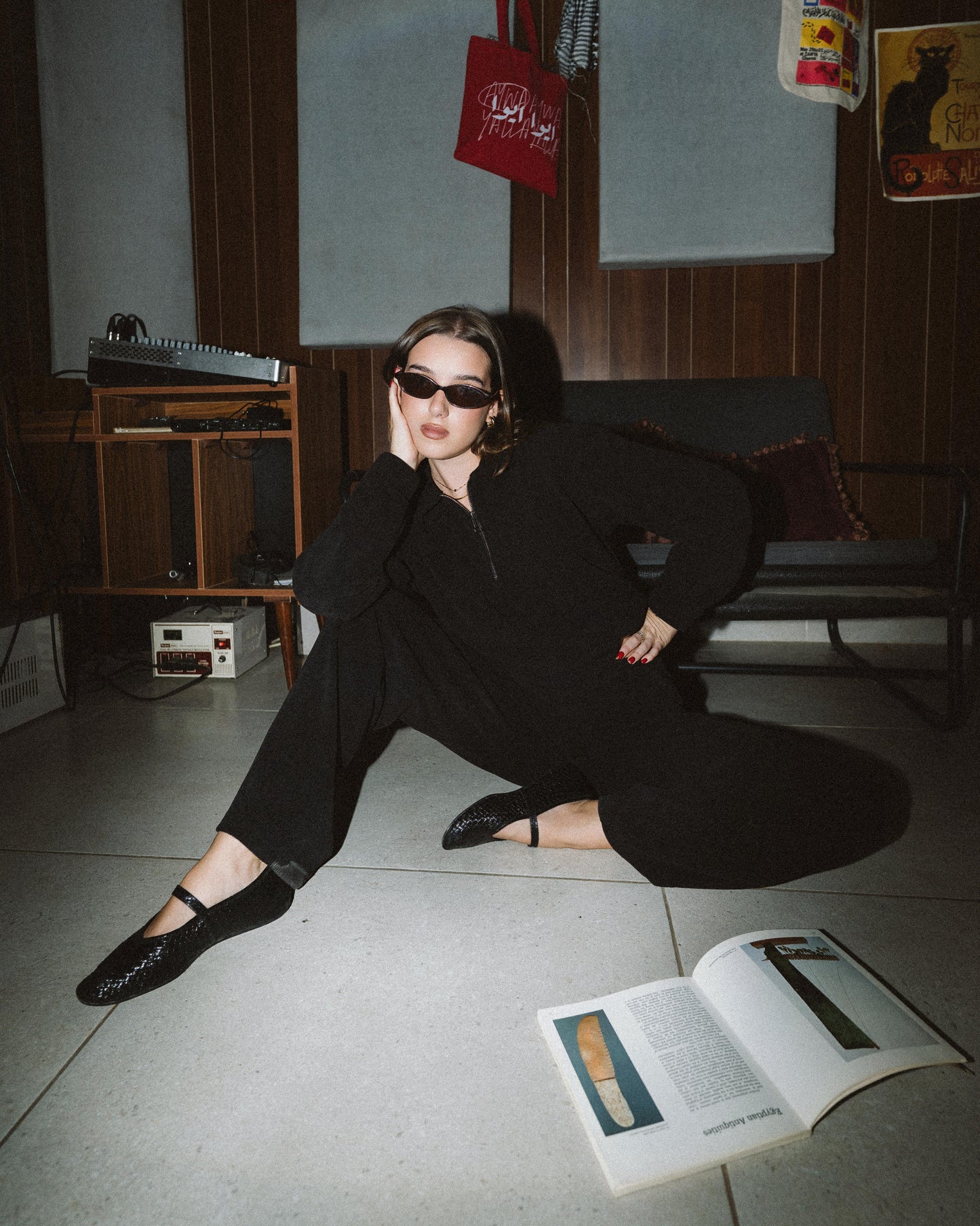 Womens Black Ribbed Jacquard Sweatshirt