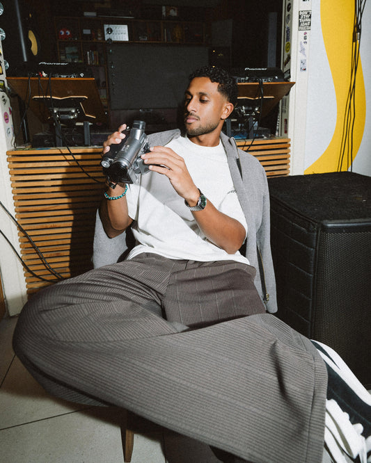 Olive Wide-Leg Pinstripe Pants