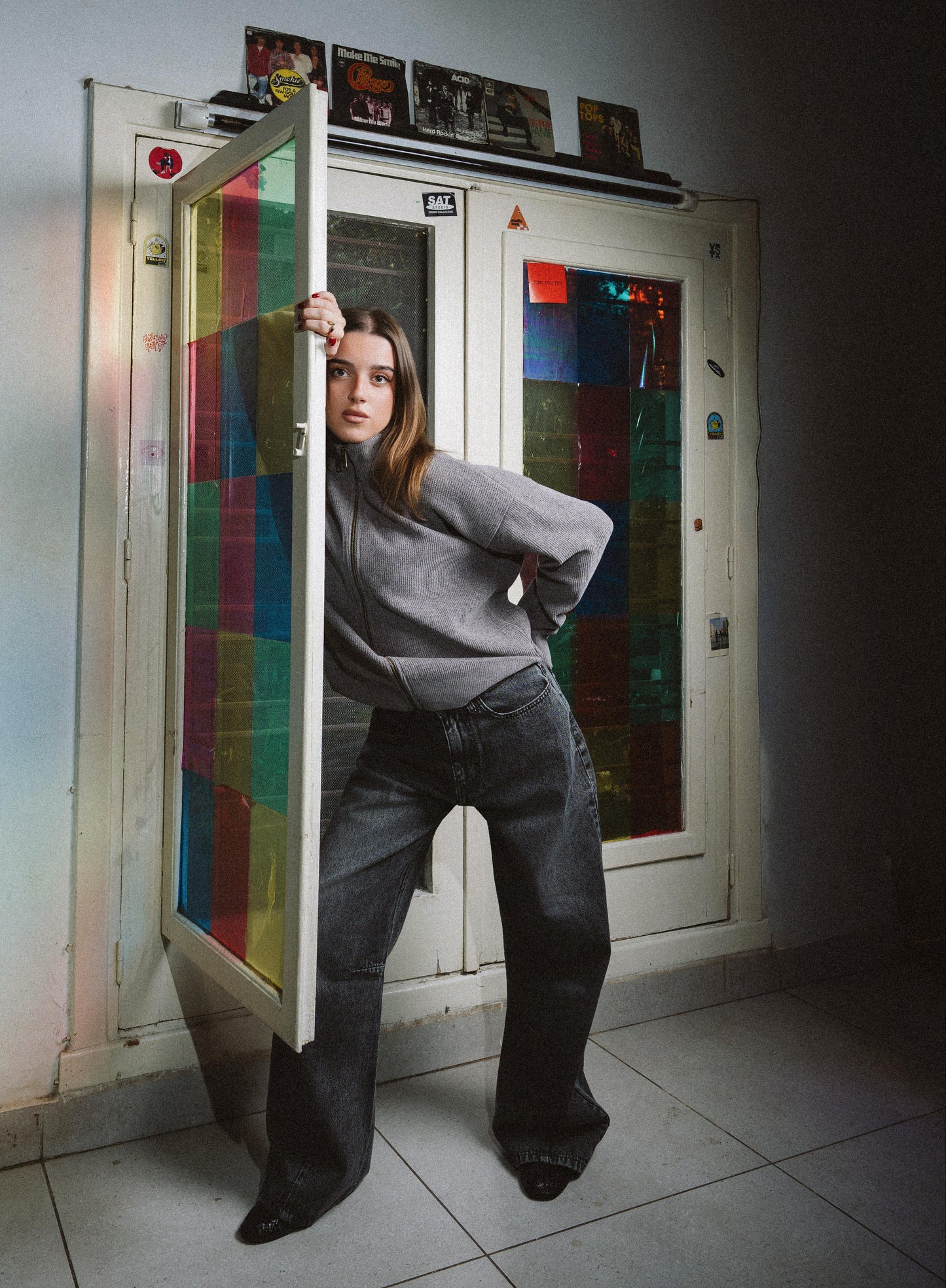 Dark Grey Wash Oversized Denim Pants