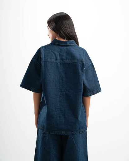 Blue Denim Half Sleeves Overshirt
