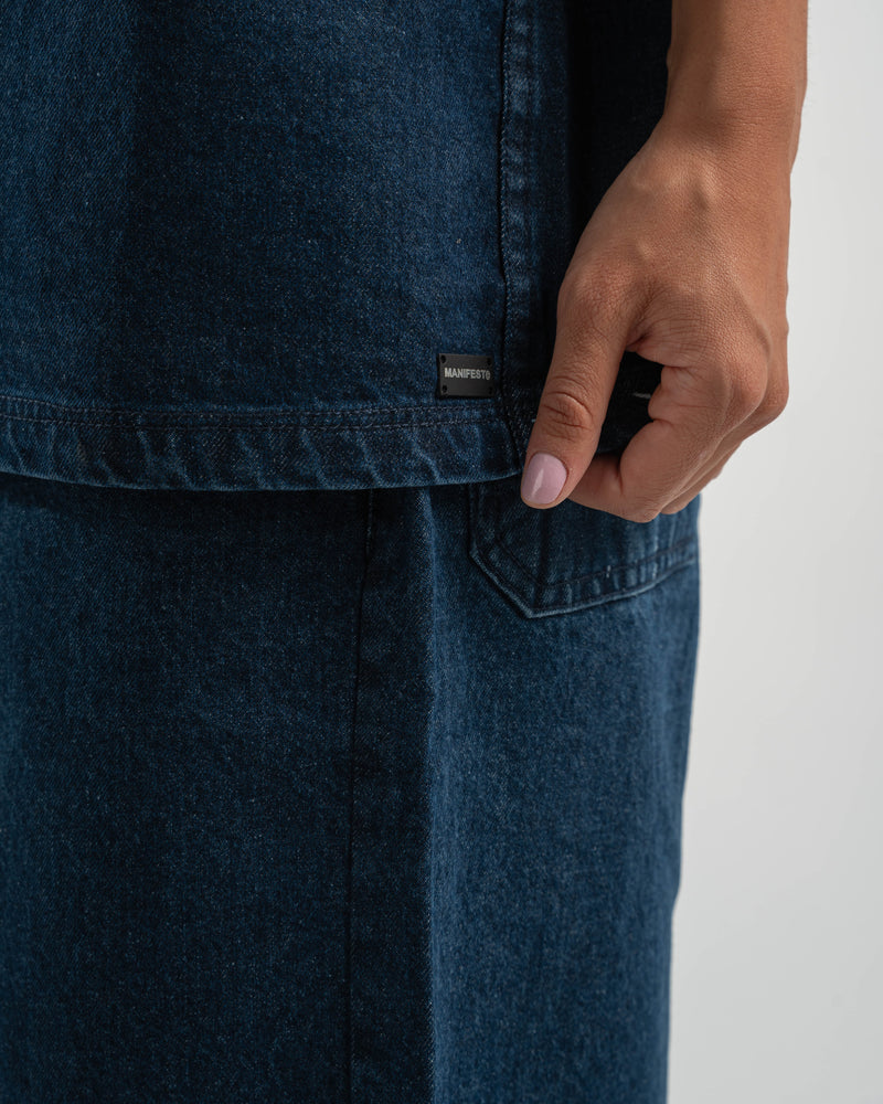 Blue Denim Half Sleeves Overshirt