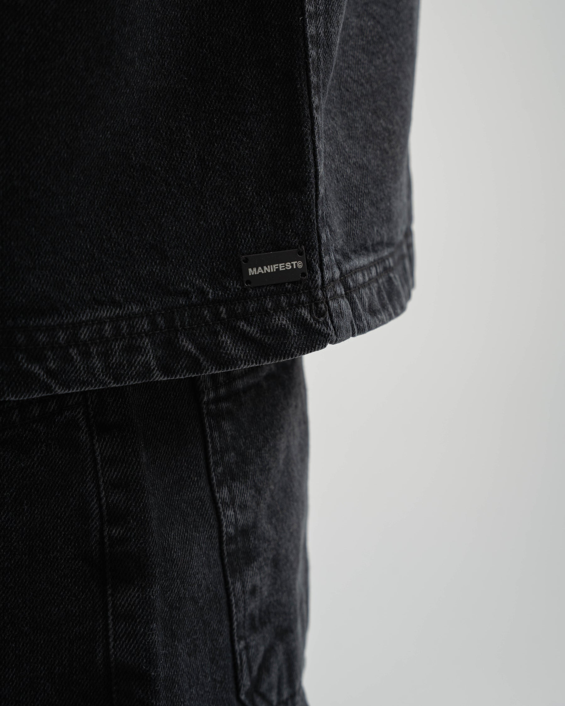 Black Denim Half Sleeves Overshirt