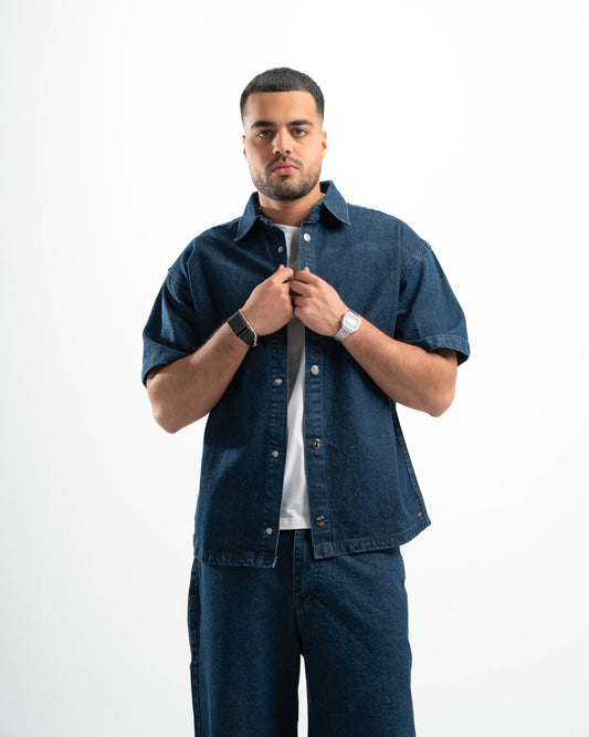 Blue Denim Half Sleeves Overshirt