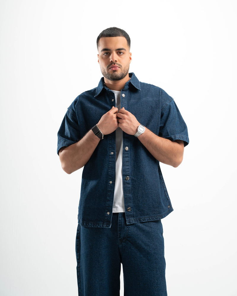 Blue Denim Half Sleeves Overshirt