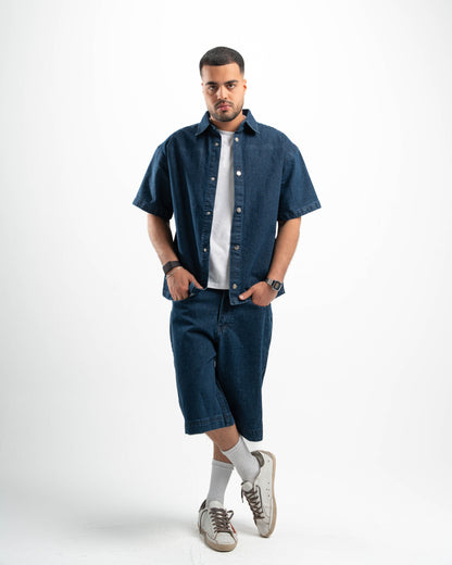 Blue Denim Half Sleeves Overshirt