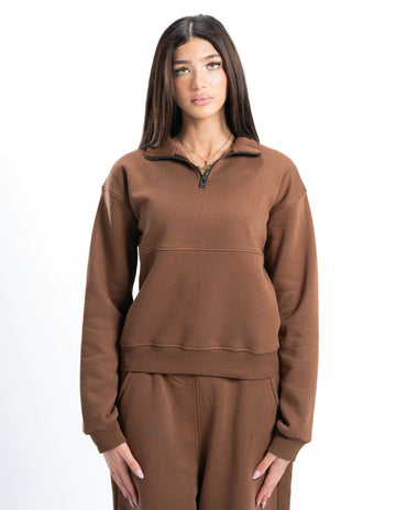 Womens Brown Half Zip