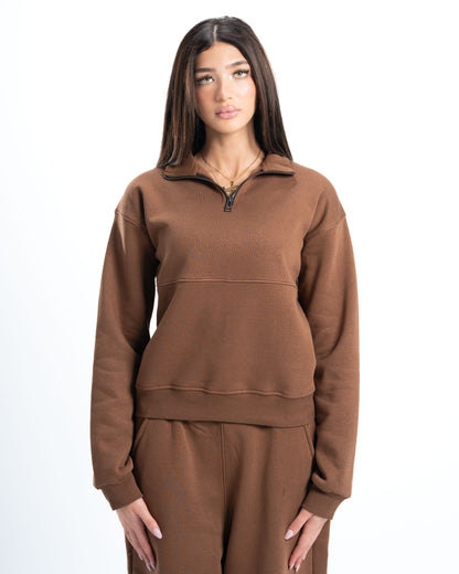 Womens Brown Half Zip