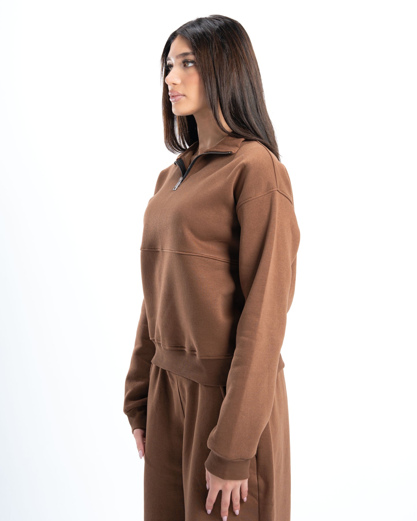Womens Brown Half Zip