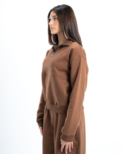 Womens Brown Half Zip