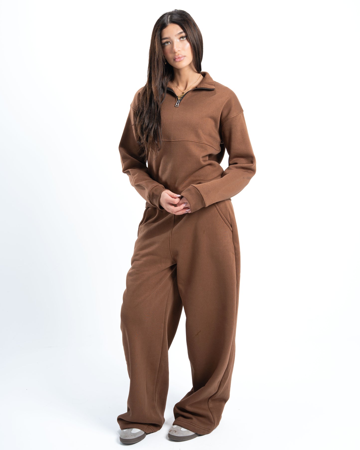 Womens Brown Half Zip