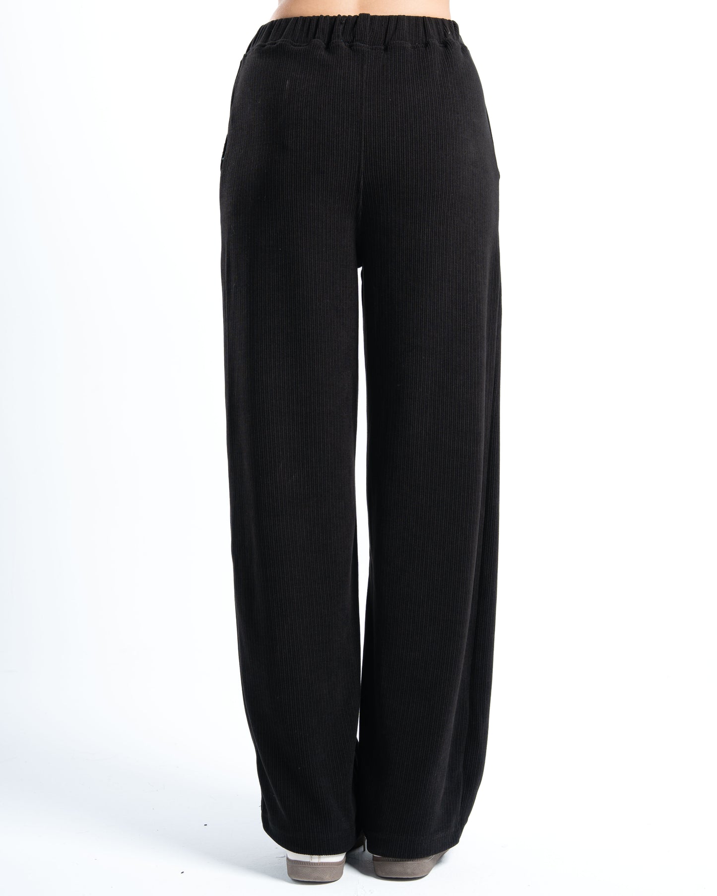 Womens Black Ribbed Jacquard Pants