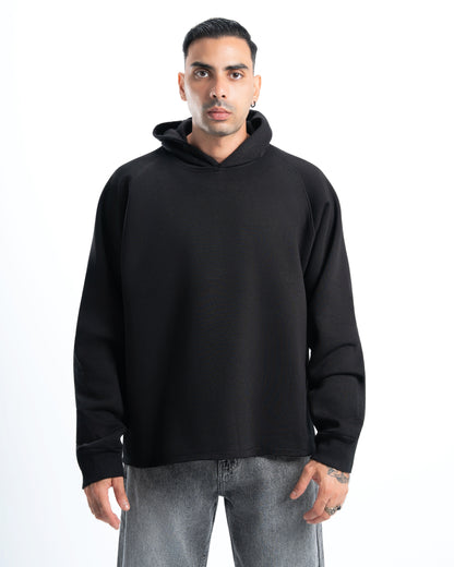 Mens Black Cropped Hoodie