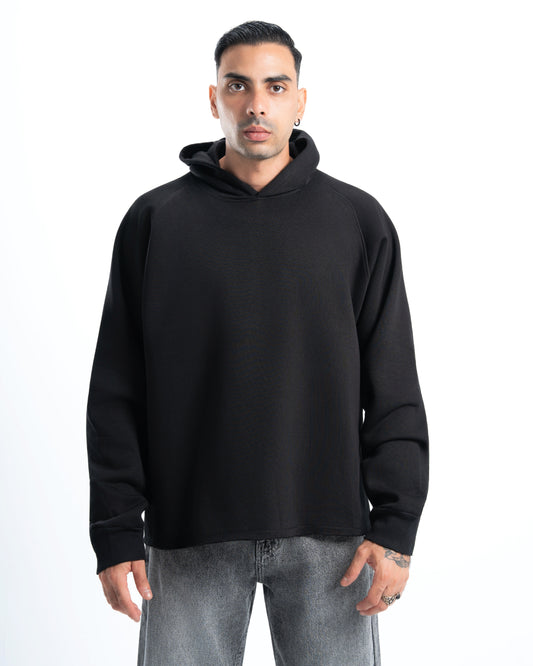 Mens Black Cropped Hoodie