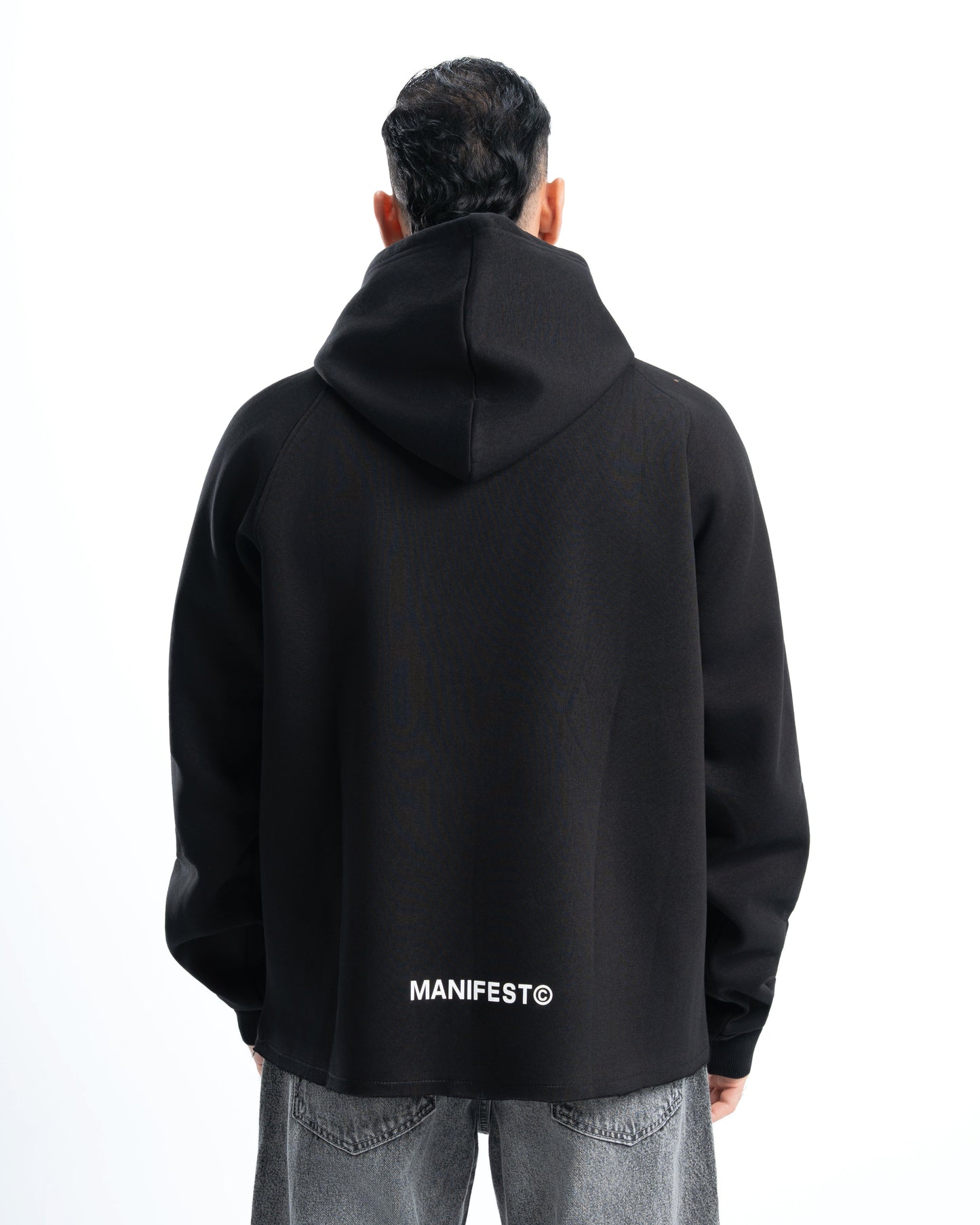 Mens Black Cropped Hoodie