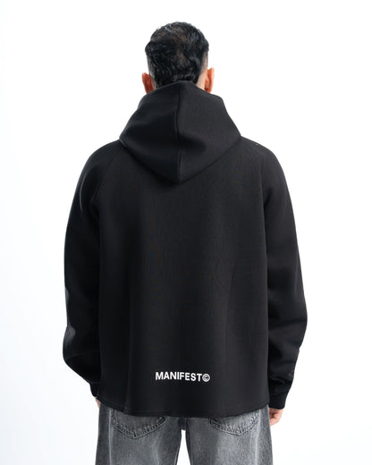 Mens Black Cropped Hoodie