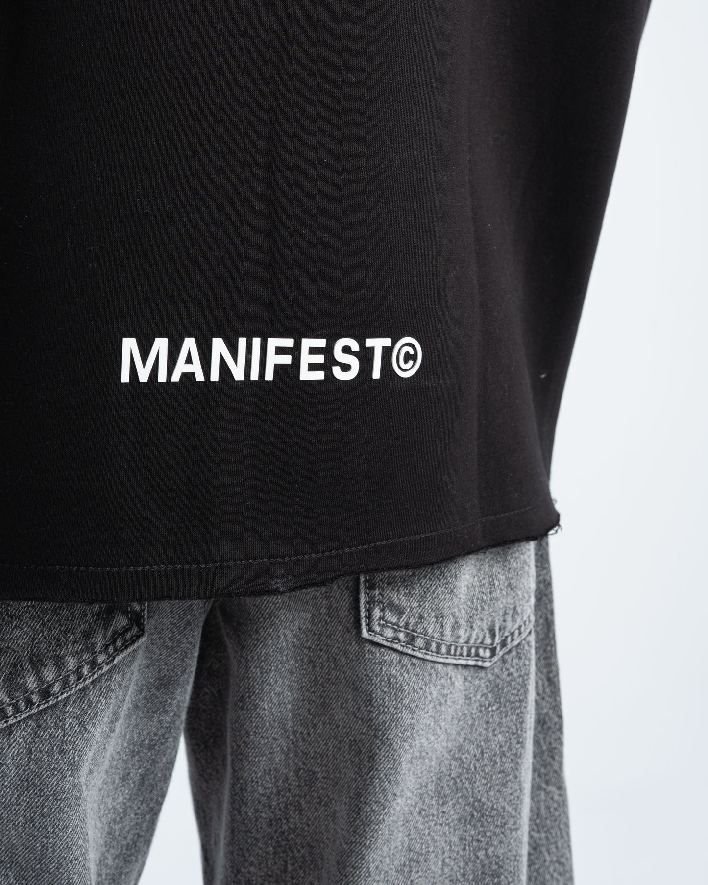 Mens Black Cropped Hoodie