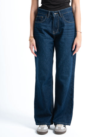 Dark Blue Wash Wide-Leg Denim Pants